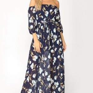 Morning Walk Floral Navy Dress